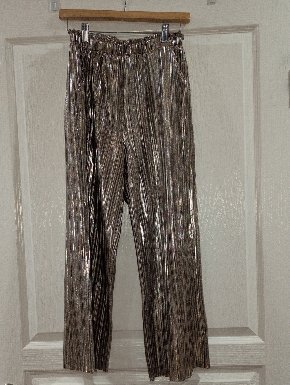 Copper Key Metallic Gold Pleated Pants Girls L 12/14